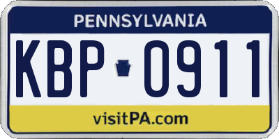 PA license plate KBP0911