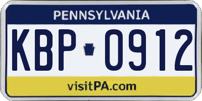 PA license plate KBP0912