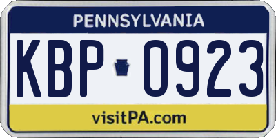 PA license plate KBP0923