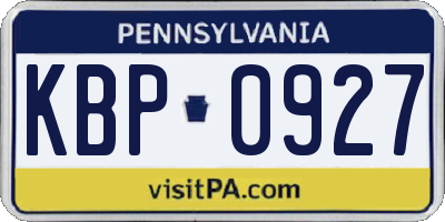 PA license plate KBP0927
