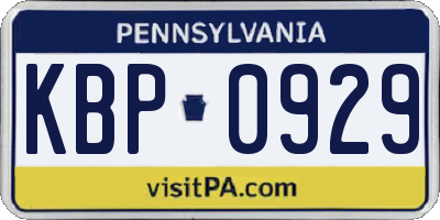 PA license plate KBP0929