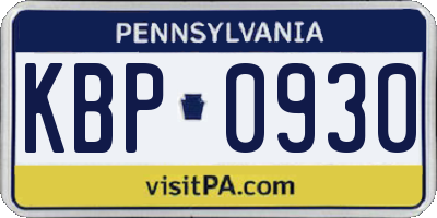 PA license plate KBP0930