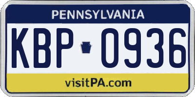 PA license plate KBP0936