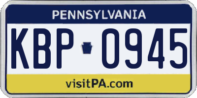 PA license plate KBP0945