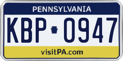 PA license plate KBP0947