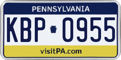 PA license plate KBP0955