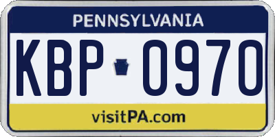 PA license plate KBP0970