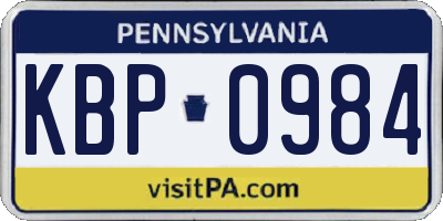 PA license plate KBP0984