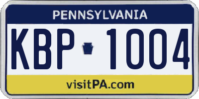 PA license plate KBP1004