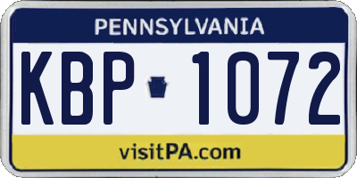 PA license plate KBP1072