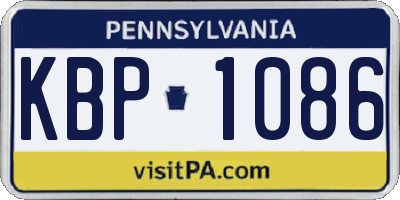 PA license plate KBP1086