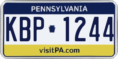 PA license plate KBP1244