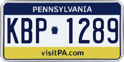 PA license plate KBP1289
