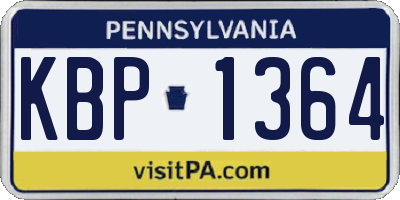 PA license plate KBP1364