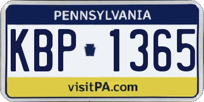 PA license plate KBP1365