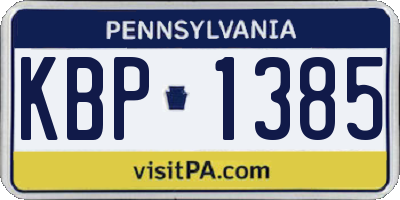 PA license plate KBP1385