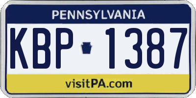 PA license plate KBP1387