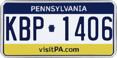 PA license plate KBP1406