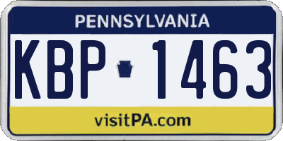 PA license plate KBP1463