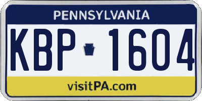 PA license plate KBP1604