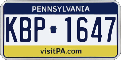 PA license plate KBP1647