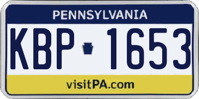 PA license plate KBP1653