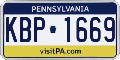 PA license plate KBP1669