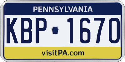 PA license plate KBP1670
