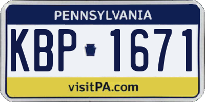 PA license plate KBP1671