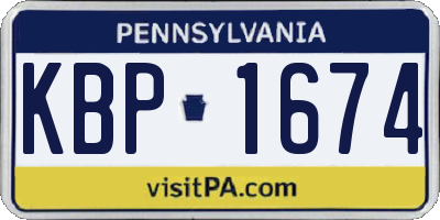 PA license plate KBP1674