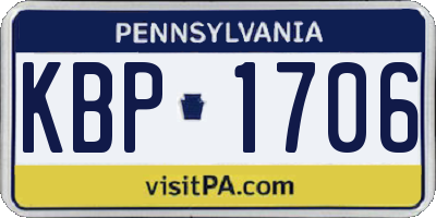 PA license plate KBP1706
