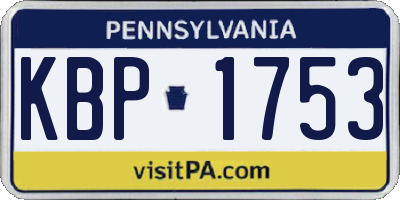 PA license plate KBP1753