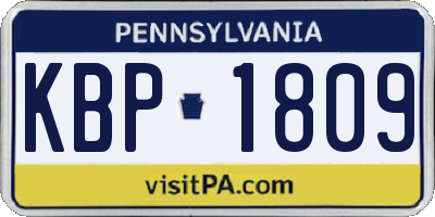 PA license plate KBP1809