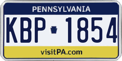 PA license plate KBP1854