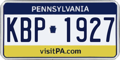 PA license plate KBP1927