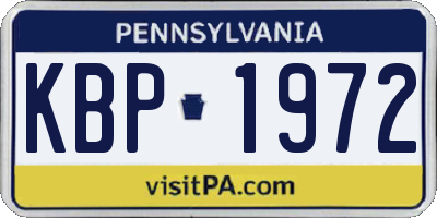PA license plate KBP1972
