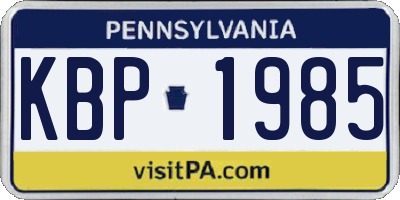 PA license plate KBP1985