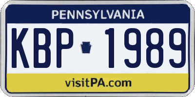 PA license plate KBP1989