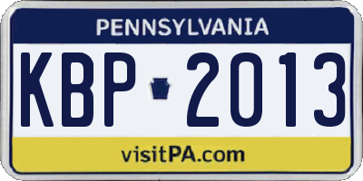 PA license plate KBP2013