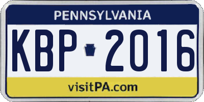 PA license plate KBP2016