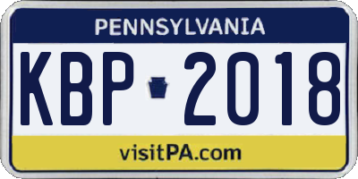 PA license plate KBP2018