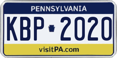 PA license plate KBP2020