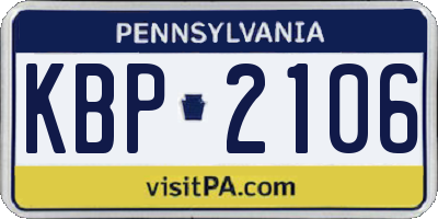 PA license plate KBP2106