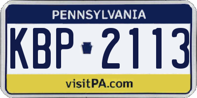 PA license plate KBP2113