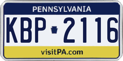 PA license plate KBP2116