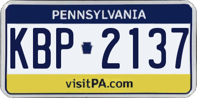 PA license plate KBP2137
