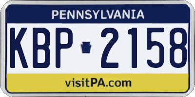 PA license plate KBP2158