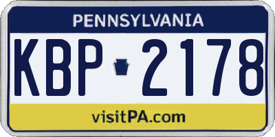 PA license plate KBP2178