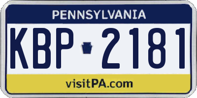 PA license plate KBP2181