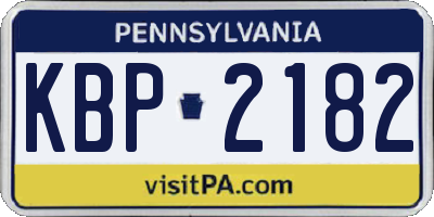 PA license plate KBP2182